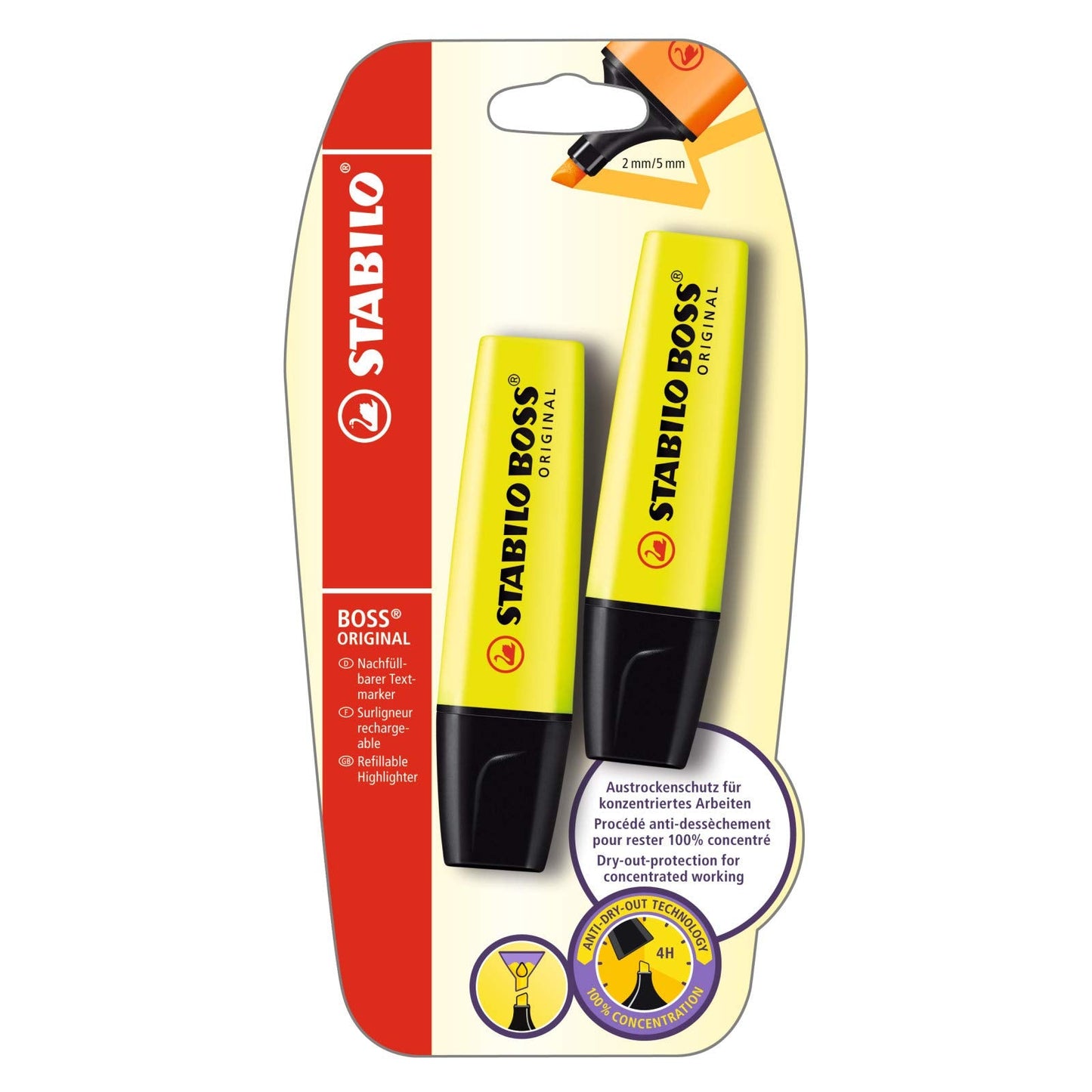 Evidenziatore - STABILOStabilo BOSS ORIGINAL - Pack da 2 - Giallo B-10422-10