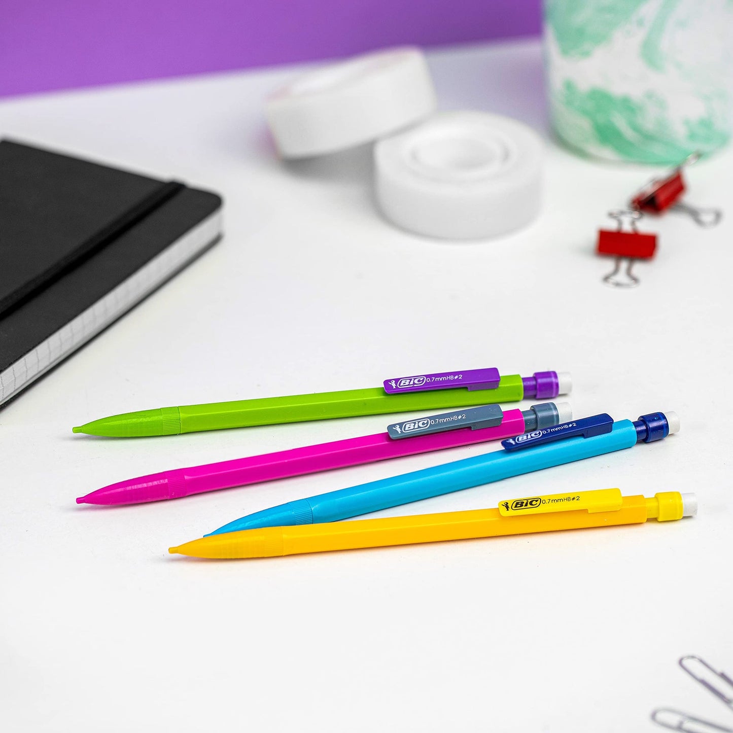 BIC 880411 Matic Fun - Portamine HB 0,7 mm, colori assortiti, confezione da 3