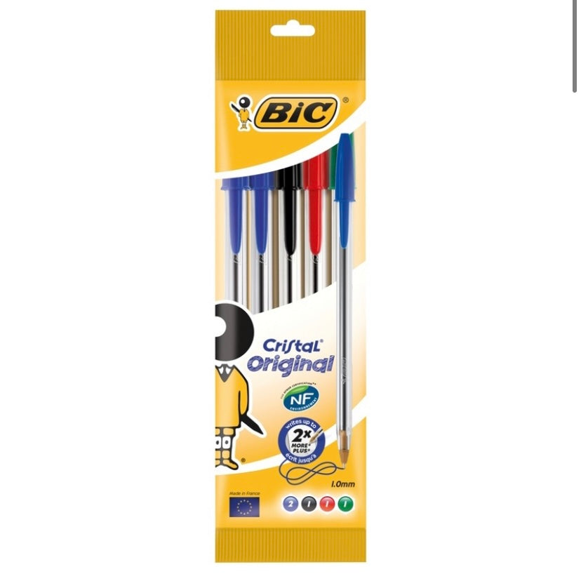 Penne Biro a sfera BIC® 1,6 mm cristallo - vari colori - confezioni da 5 o  10