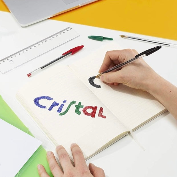 BIC Penne Nere a Sfera, Cristal Original, Punta Media, 1 mm, Confezione 10 pz