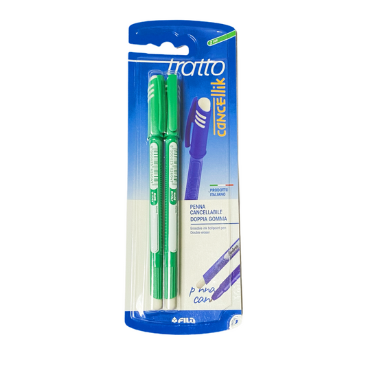 Tratto 041704 - Penna con inchiostro cancellabile, Verde, Confezione da 2pz