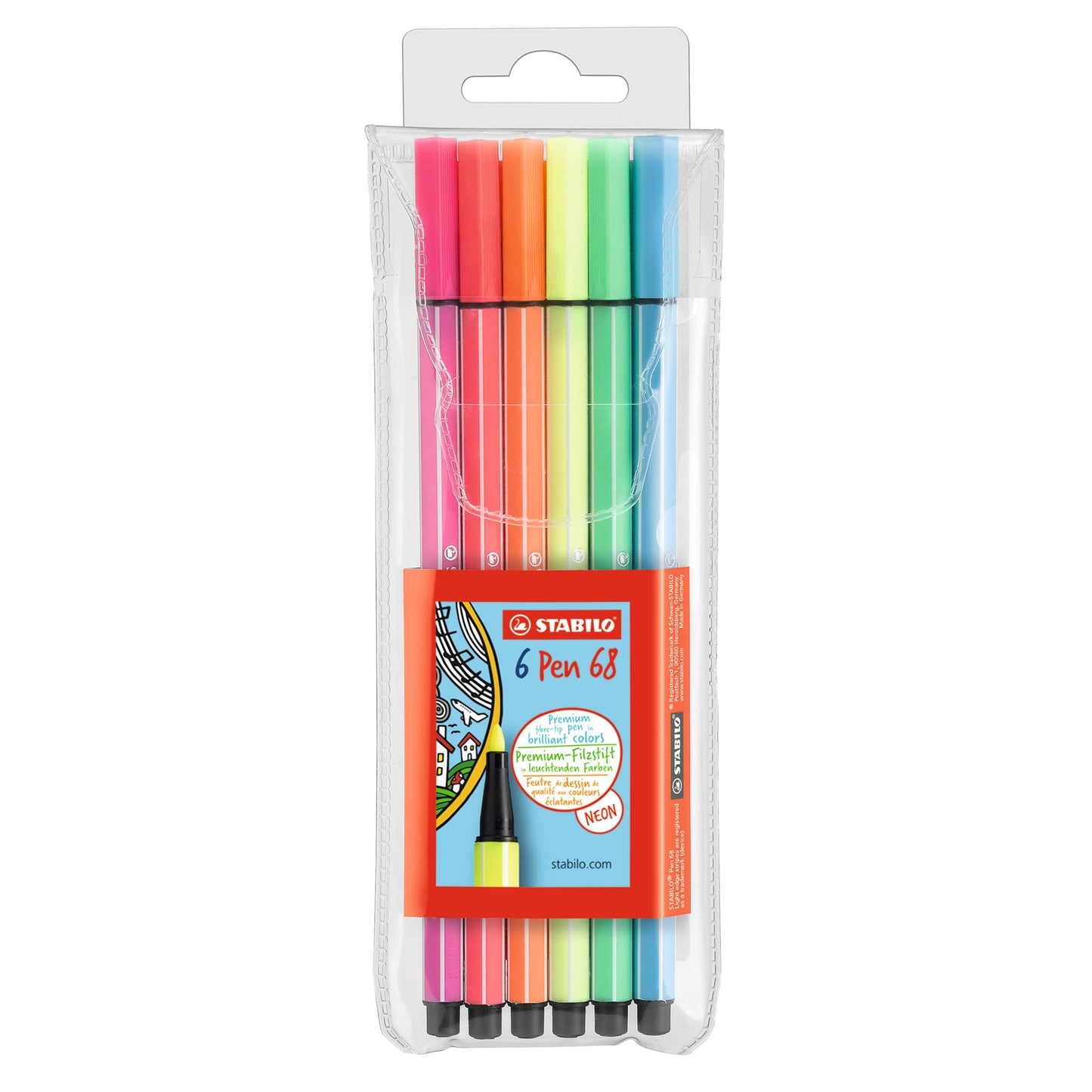 Pennarello Premium - STABILO Pen 68 - Astuccio da 6 - Colori fluo