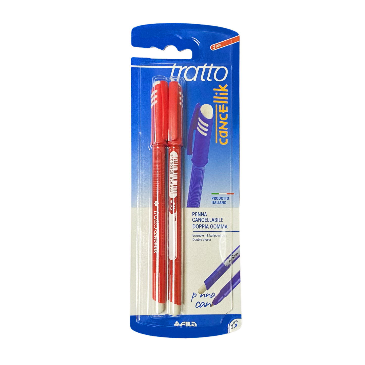 Tratto 041702 - Penna con inchiostro cancellabile, Rosso, Confezione da 2pz