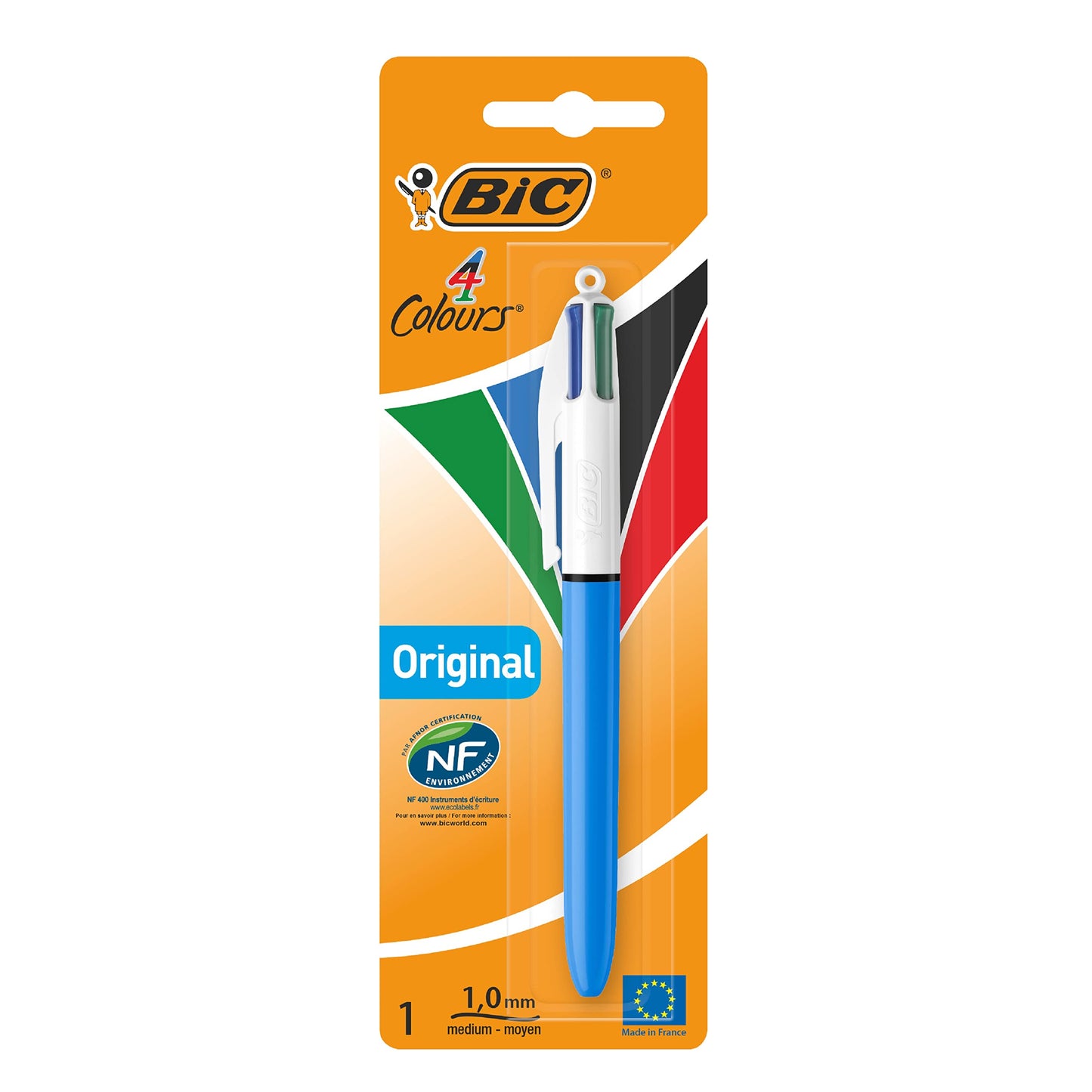 BIC 4 Colours Original Penna A Sfera A Scatto Punta Media (1,00 mm) - Pacco da 1