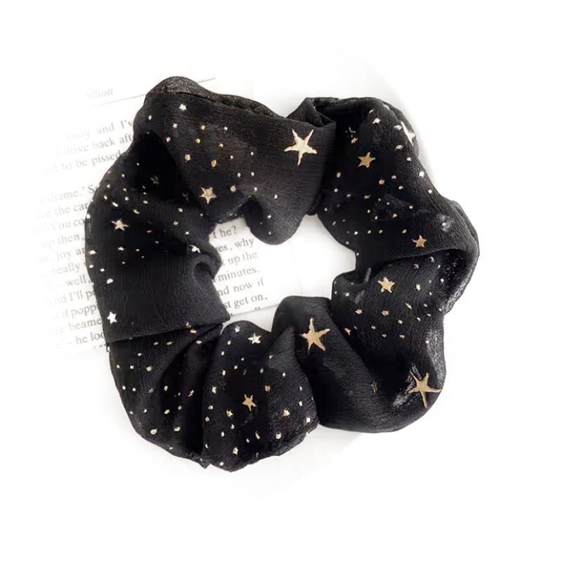 ilusso 1pz Scrunchies con stelle bianchi e neri