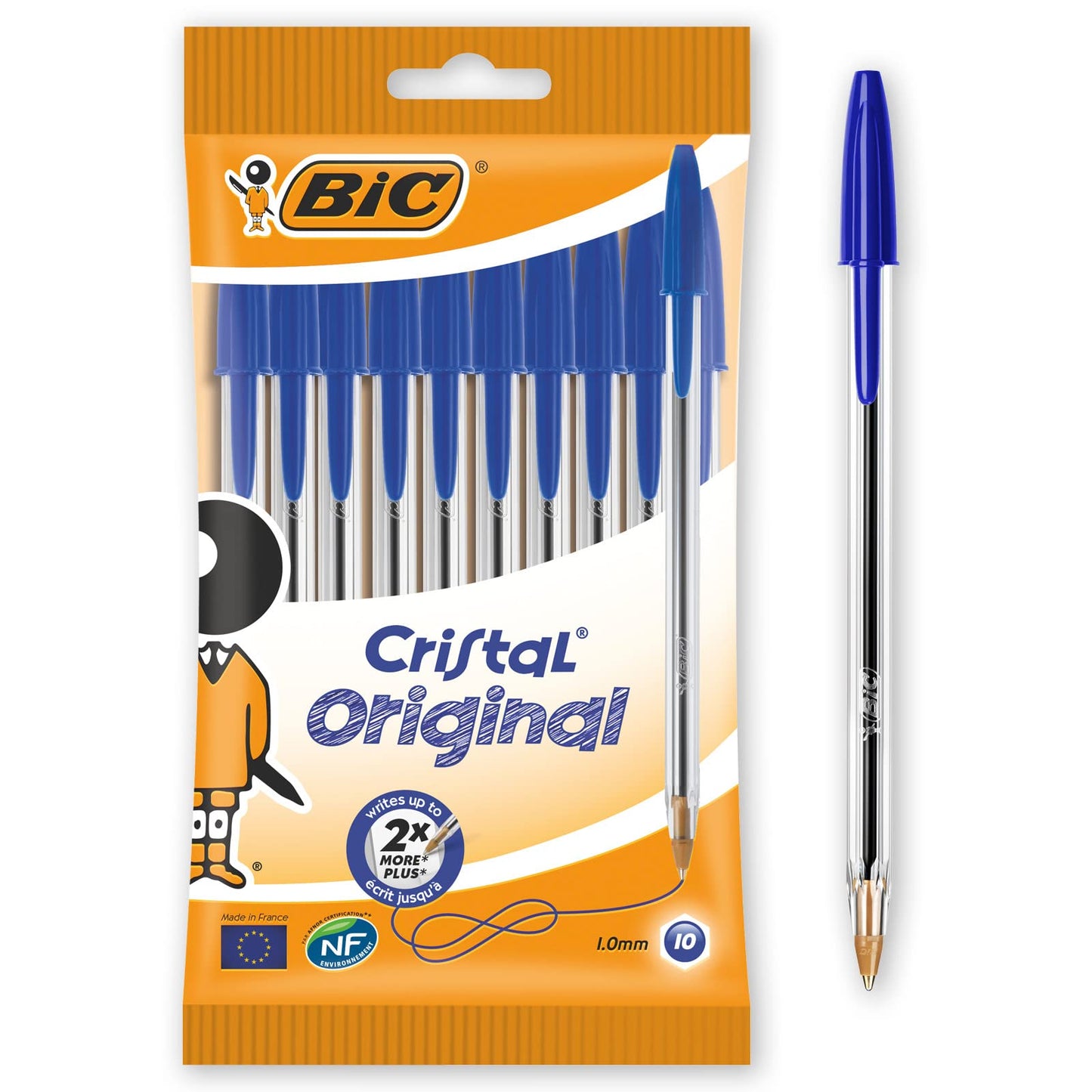 BIC 830863– Penna, Stick Ballpoint Pen, Blu, 1 mm, 0,4 mm, medio，10pz