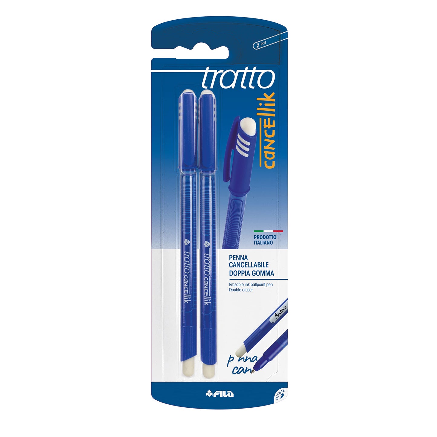 Tratto 041702 - Penna con inchiostro cancellabile, Blu, Confezione da 2pz