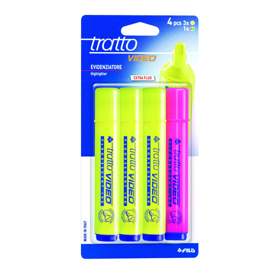 Tratto 043508-Blister di 4 marcatori fluorescenti, 4 pz