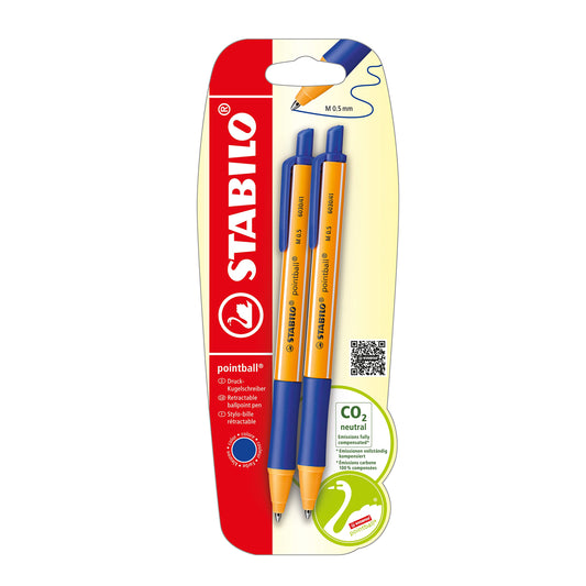 Penna a Sfera Ecosostenibile - STABILO pointball - CO2 neutral - Pack da 2 - Blu