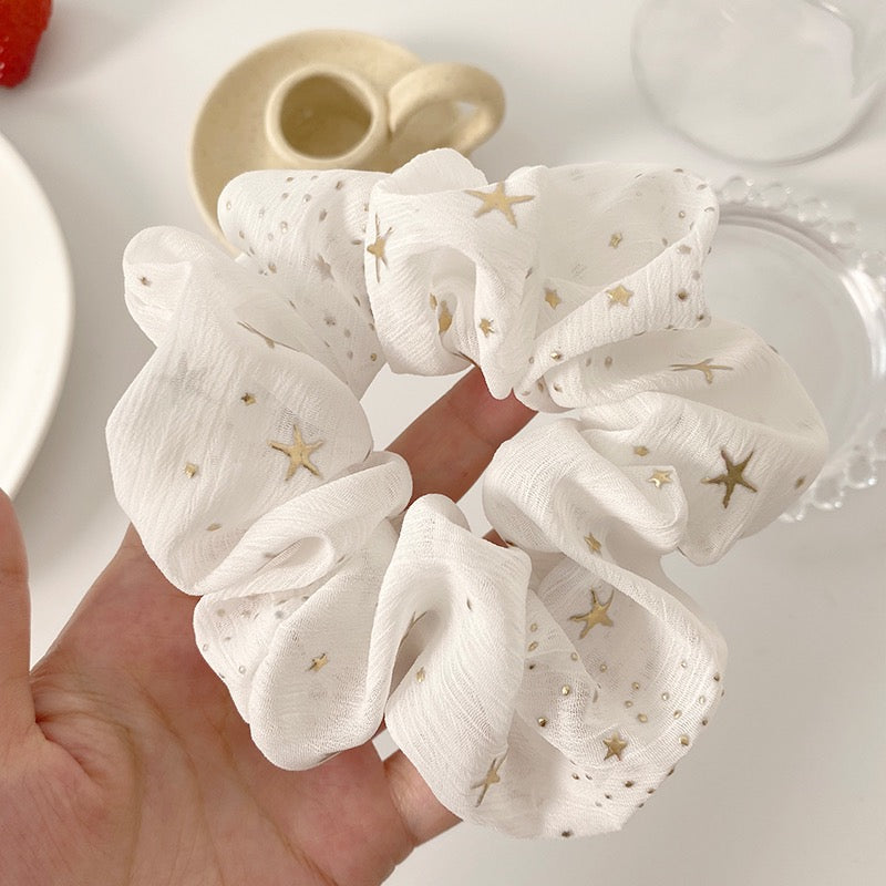 ilusso 1pz Scrunchies con stelle bianchi e neri