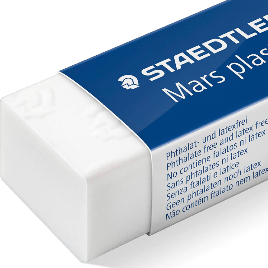 Staedtler Mars Plastic 526 53 Gomma, Bianco, 11 x 6.6 x 1.5 cm, Confezione Da Tre